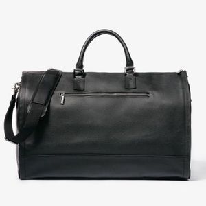 Hook & Albert Black Leather Garment Weekender Bag